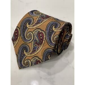 Vintage LT Designs Italy New York Gold Silk Paisley Tie 58 x 4